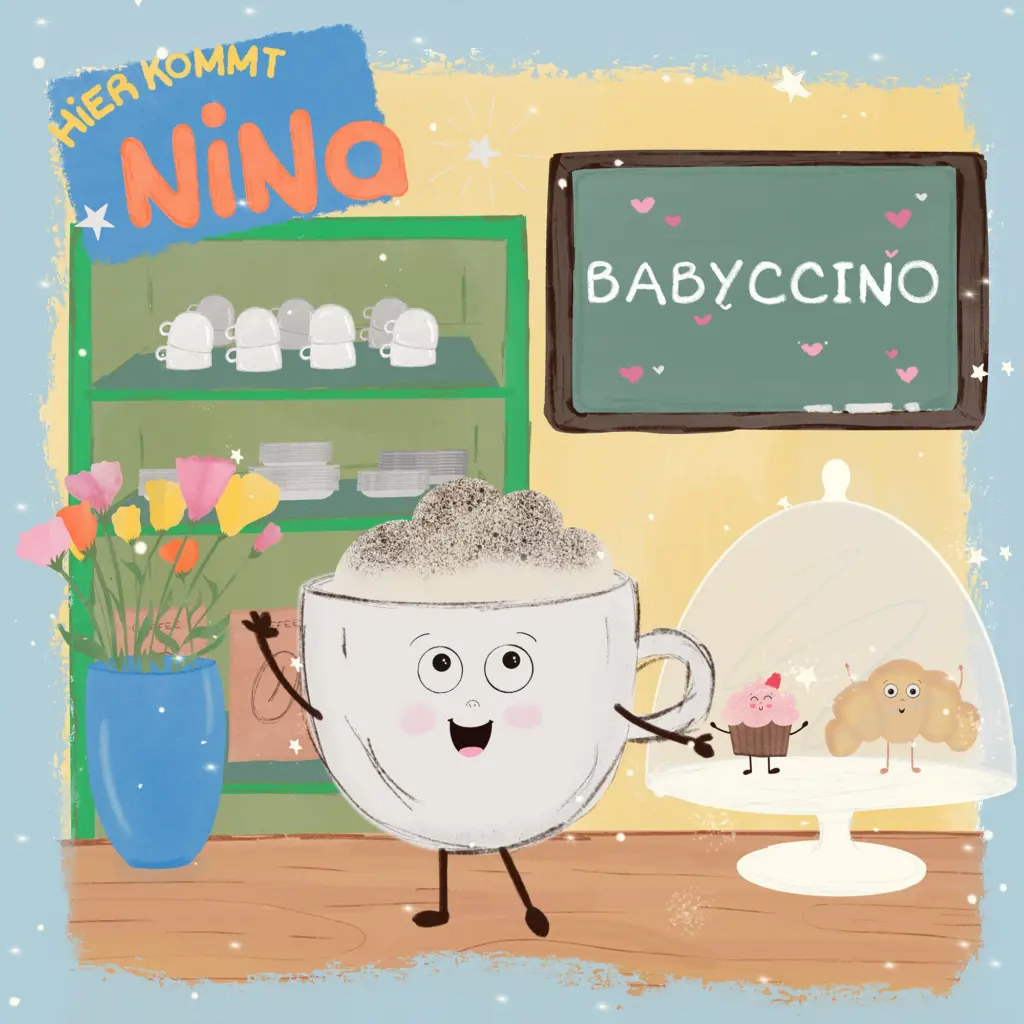 Cover des Songs Babyccino der Kinderliedersängerin "Hier kommt Nina!"