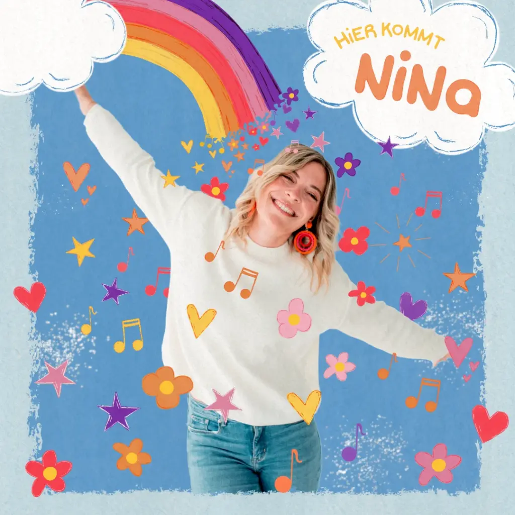 Cover der EP "Jetzt wirds bunt!" - Kindermusik für Groß und Klein der Kinderliedersängerin "Hier kommt Nina!"